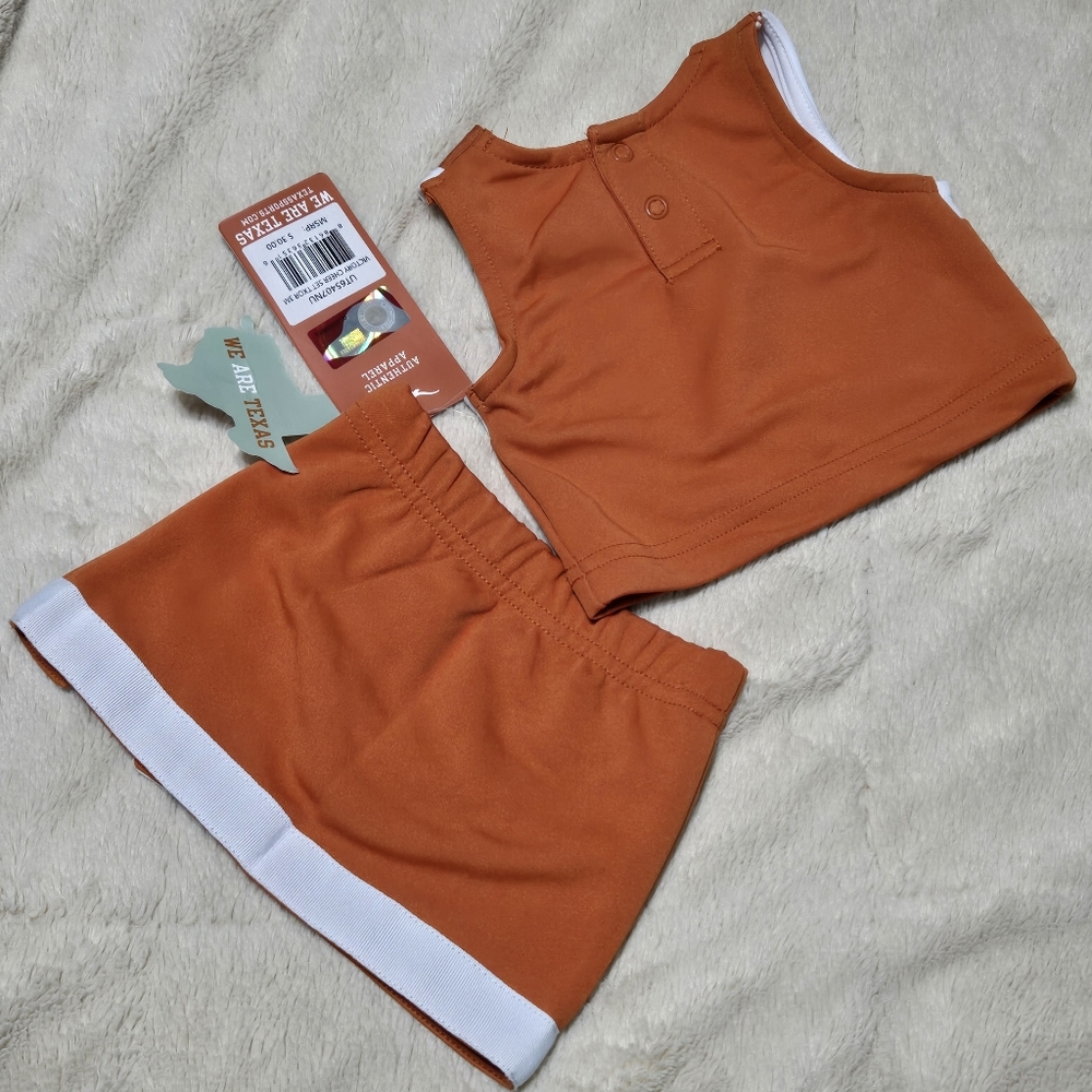 University of Texas Longhorns Cheerleader Outfit UT Baby 2 Piece Cheer, 3m  NEW - Picture 2 of 15